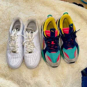 Two pair of shoes, men, Nike air and men puma RS – X running system